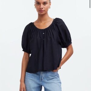 Black Puff-Sleeve Top Madewell - size Small